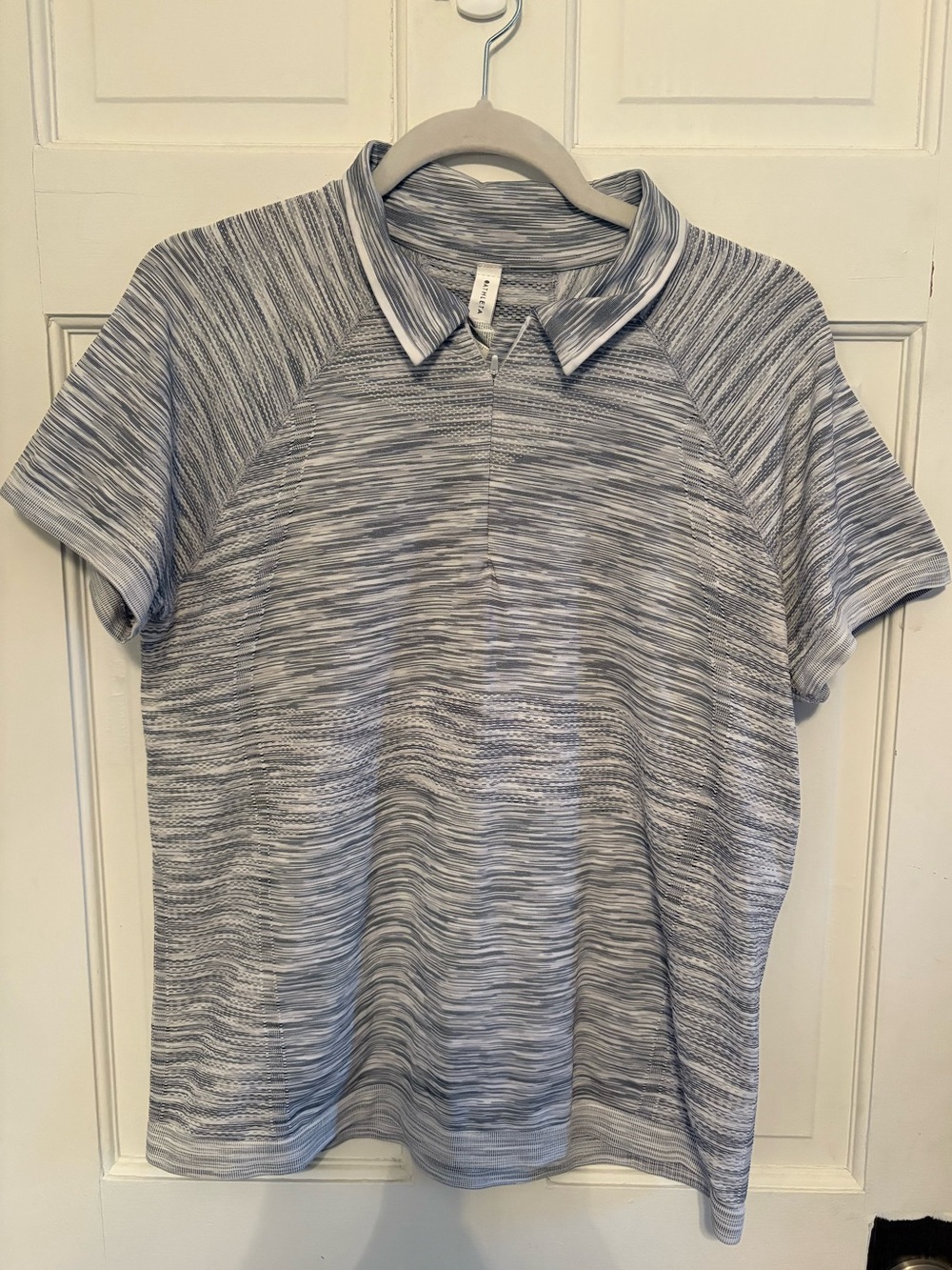 Athleta Heathered Light Gray Short-Sleeve Athletic Polo